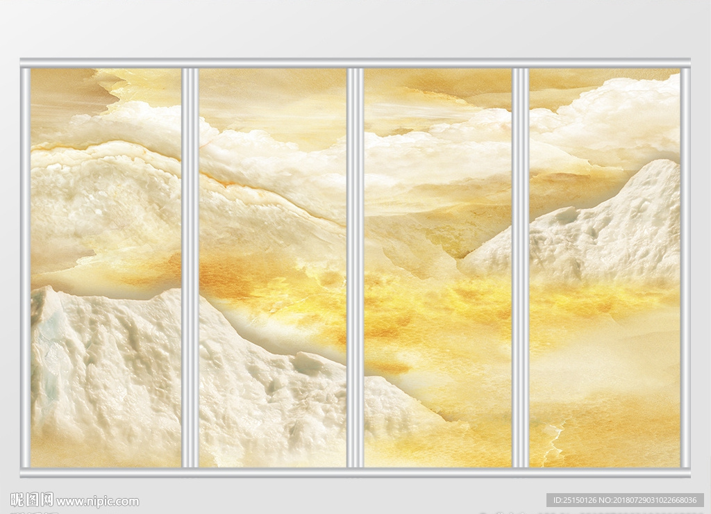 大理石纹山水风景移门