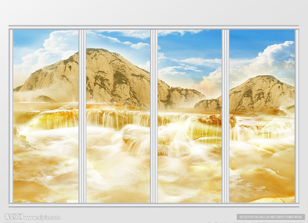 大理石纹山水风景移门