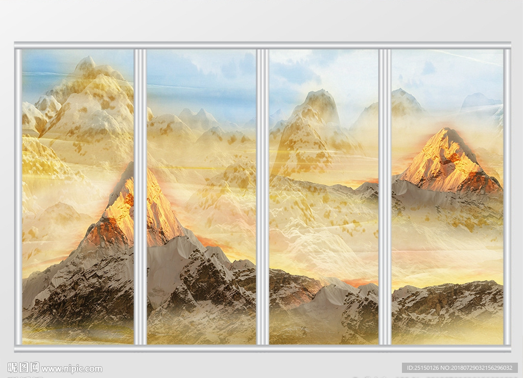 大理石纹远山蓝天移门