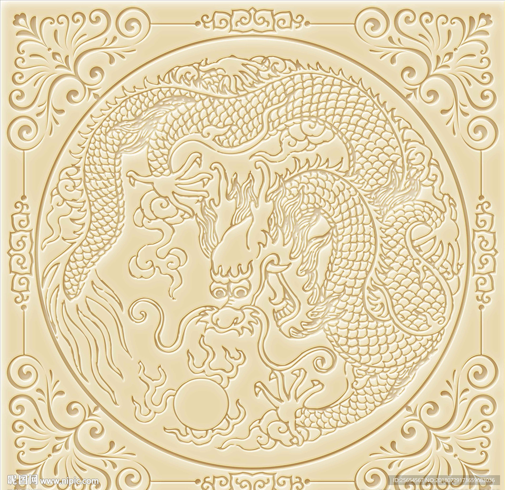 龙纹浮雕背景墙