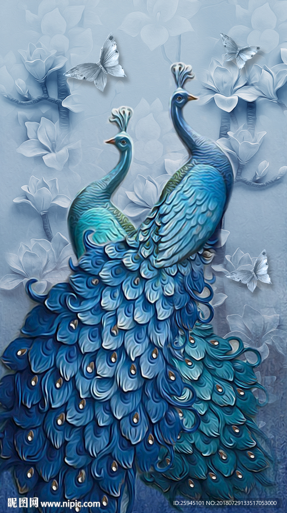 孔雀玄关背景墙