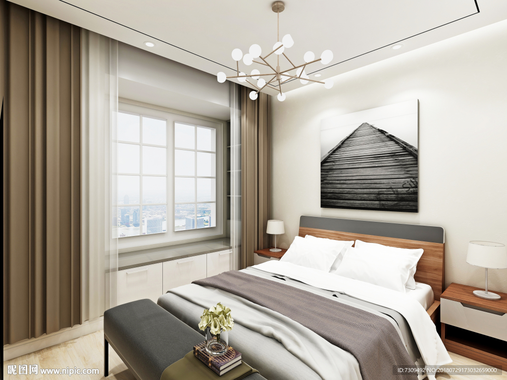 现代简约卧室装修效果图