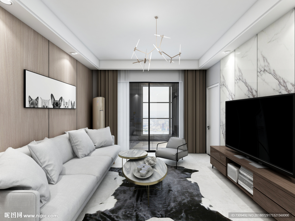 现代简约轻奢风格客厅装修效果图