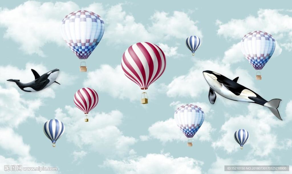 热气球海豚图
