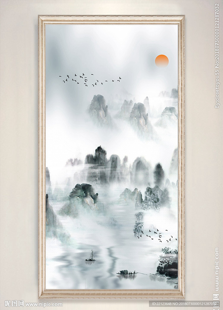 中式唯美山水云雾装饰画