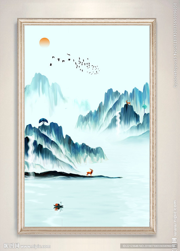 新中式山水唯美意境装饰画