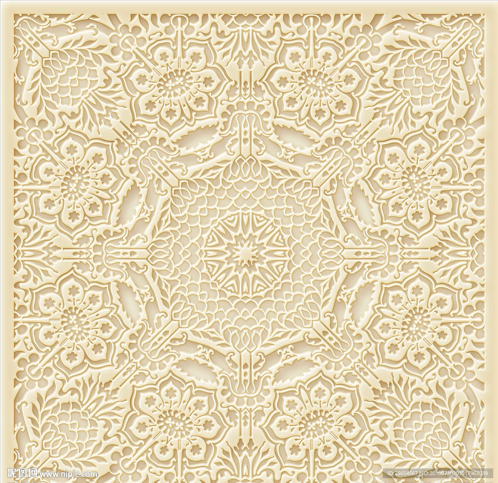 豪华花纹浮雕天顶壁画