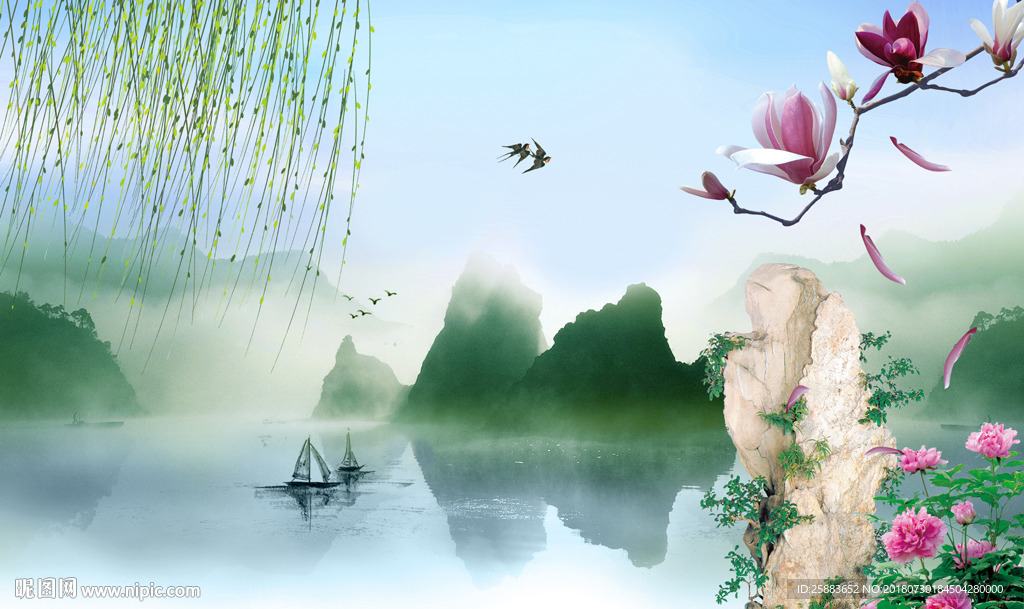 忆江南电视背景墙