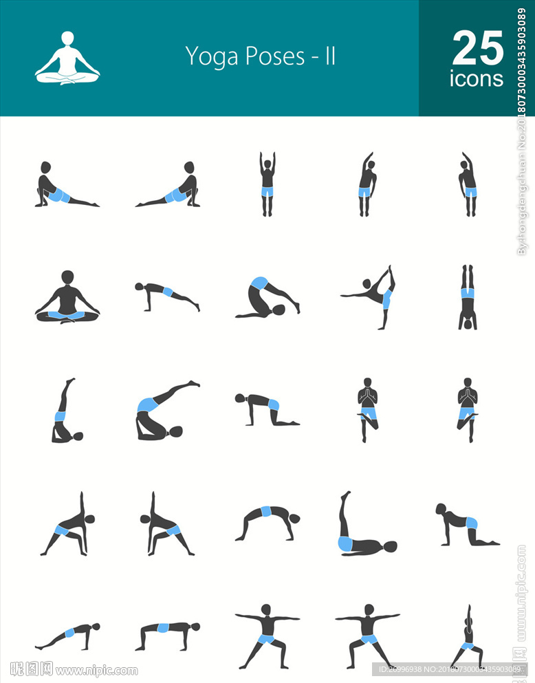 健身瑜伽矢量图标icons