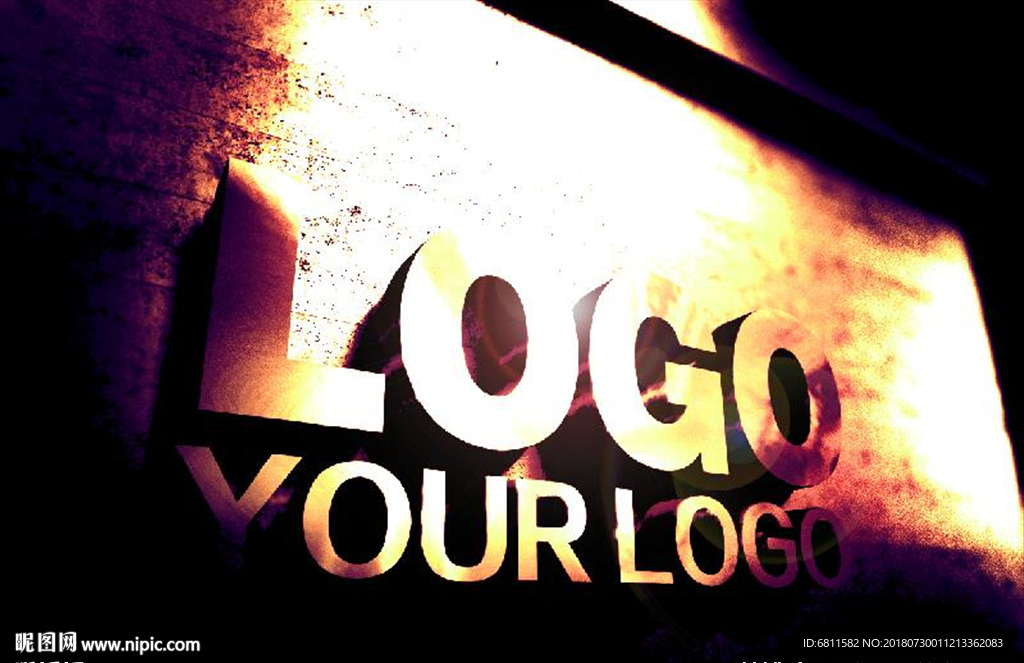 墙体生锈金属字LOGO效果样机