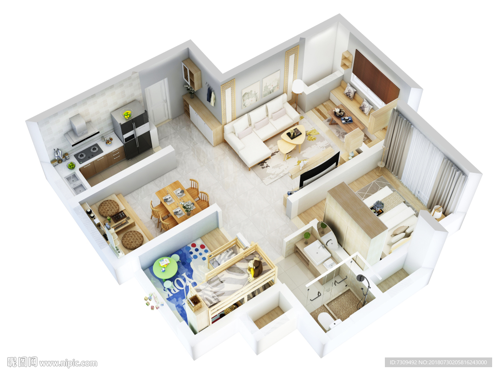 日式家居装修户型效果图