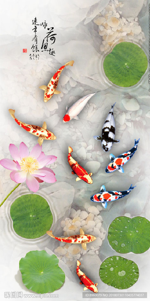 荷花鲤鱼图