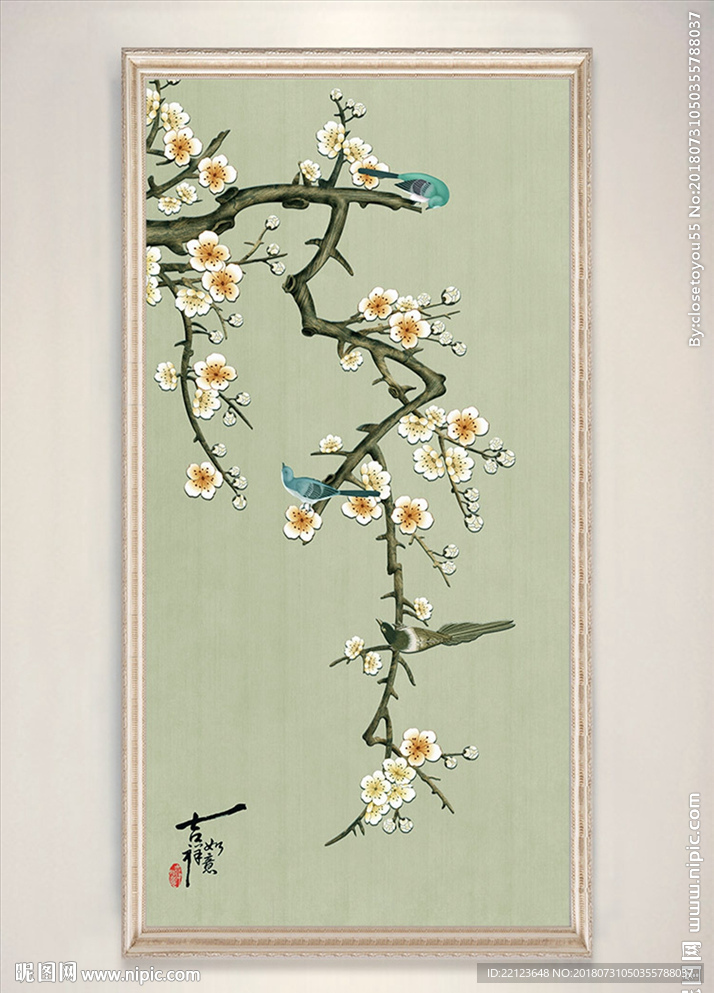 中式古风花鸟山石设计图__绘画书法_文化艺术_设计图库_昵图网nipic.