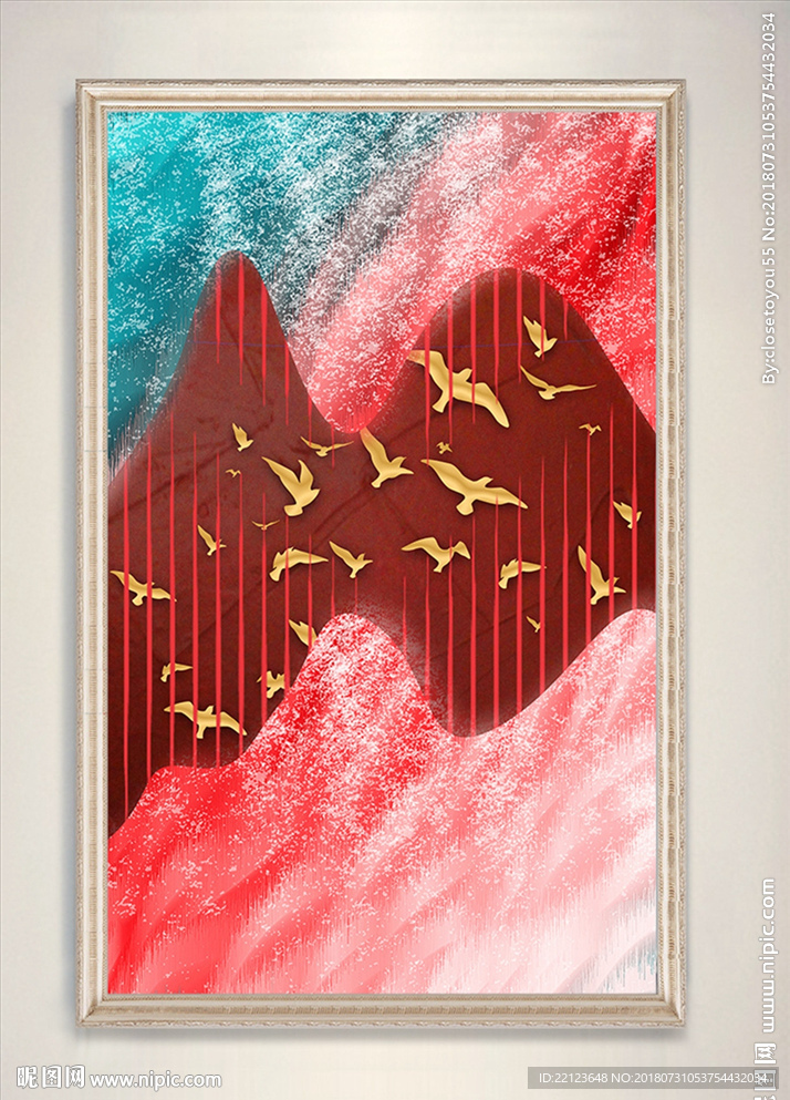 现代色彩艺术飞鸟装饰画