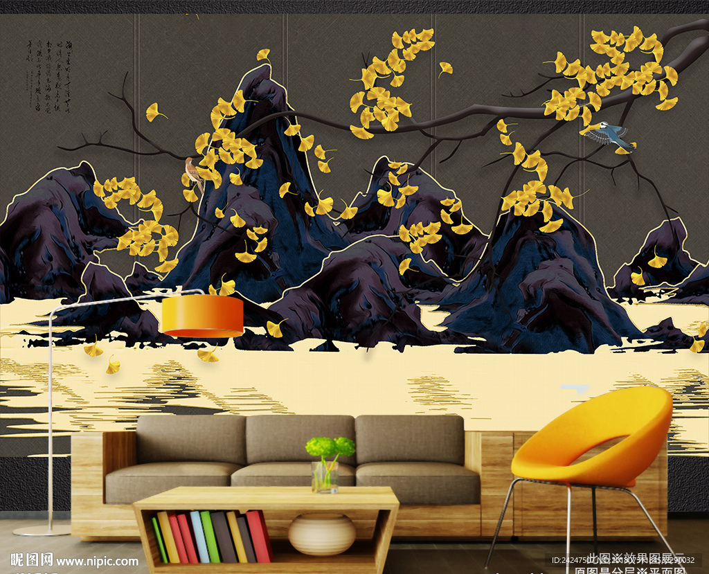 银杏手绘工笔花鸟