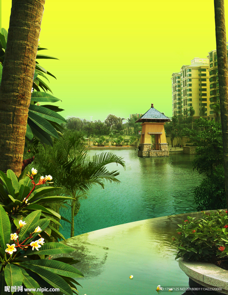 园林 山水 江湖 插画 黑金