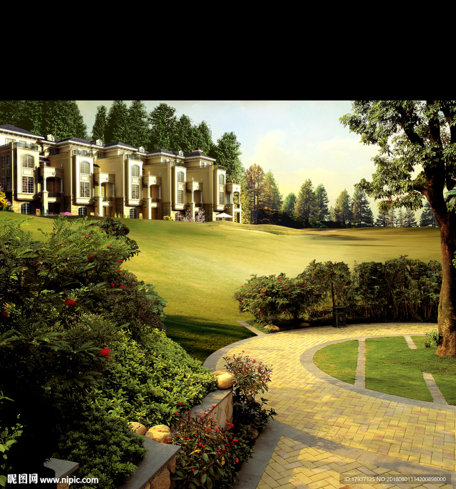 园林 山水 江湖 插画 黑金