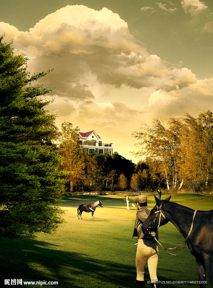 园林 山水 江湖 插画 黑金