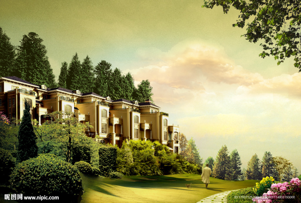 园林 山水 江湖 插画 黑金