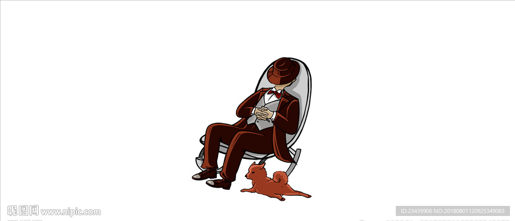 手绘 老板躺在摇摇椅插画