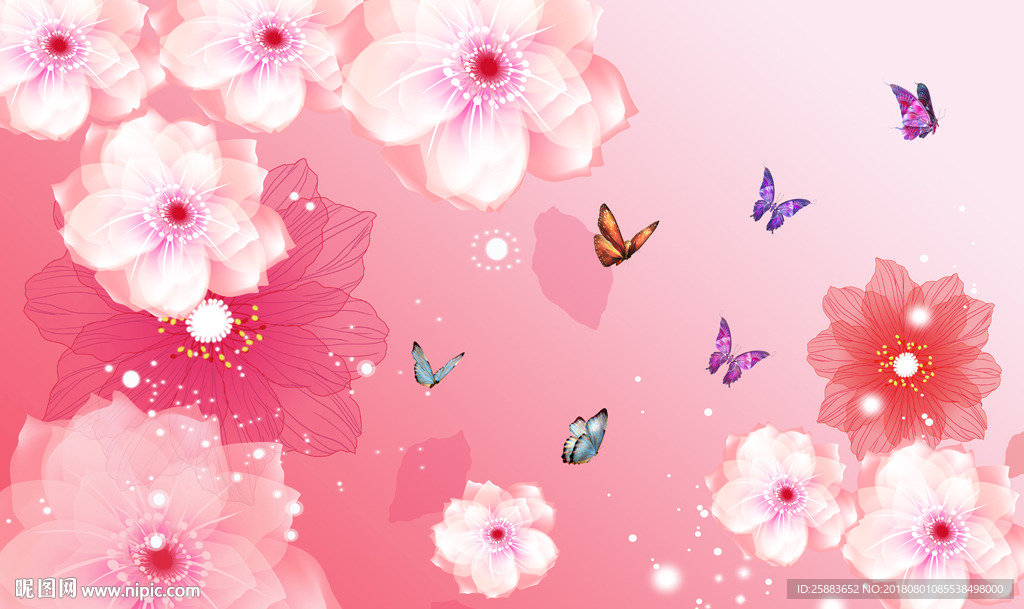 时尚蝶恋花电视背景墙