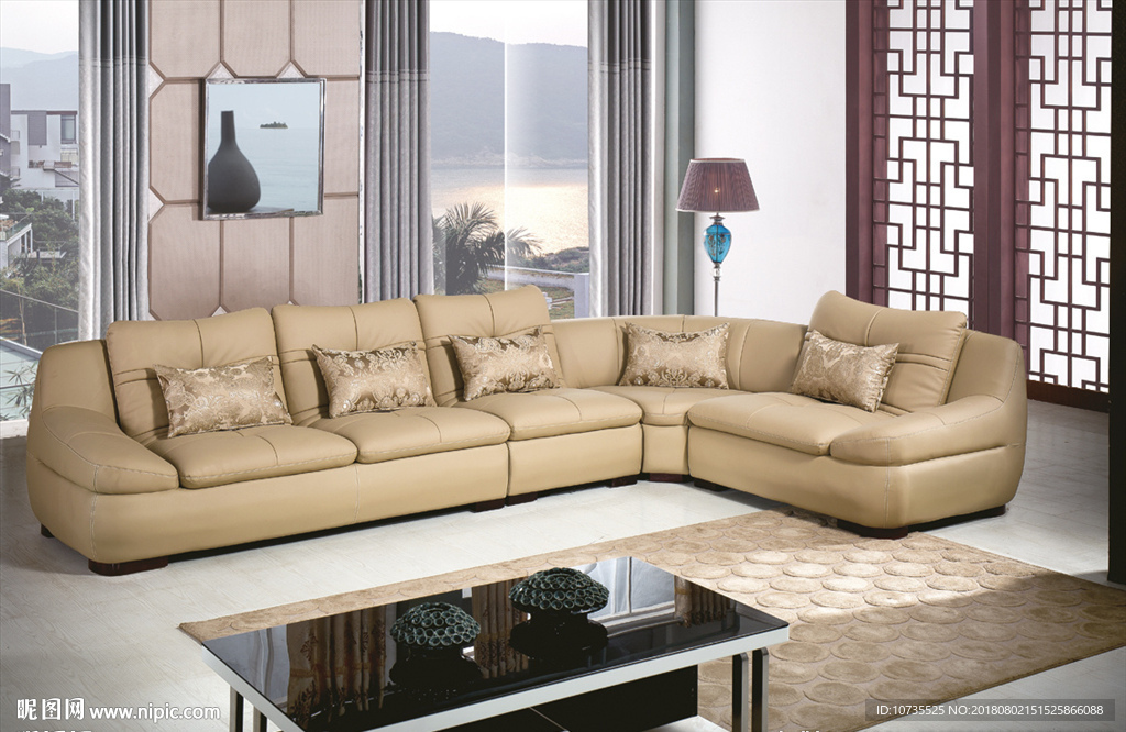 休闲皮沙发背景