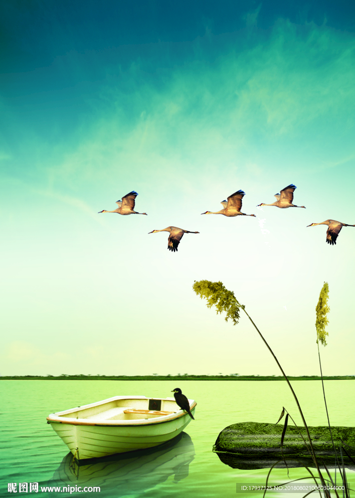 园林 山水 江湖 插画 黑金