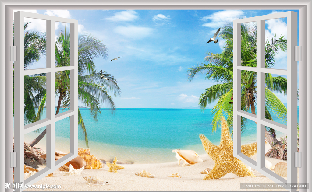 窗口海景背景