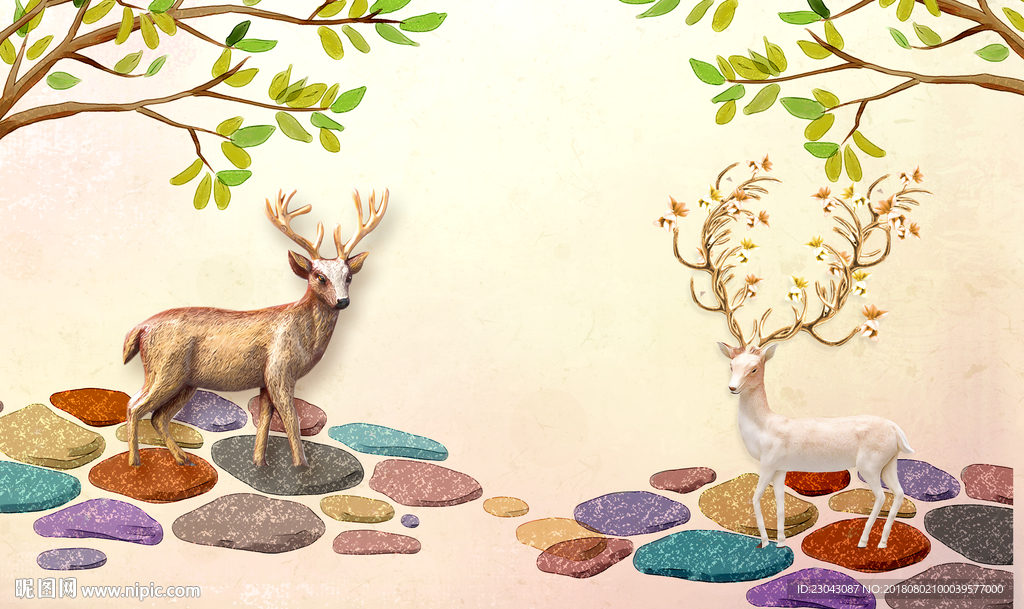 麋鹿背景墙