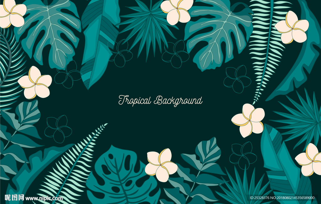 盛夏花草素材模板