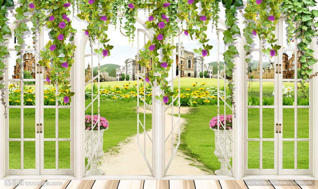 窗外风景背景墙