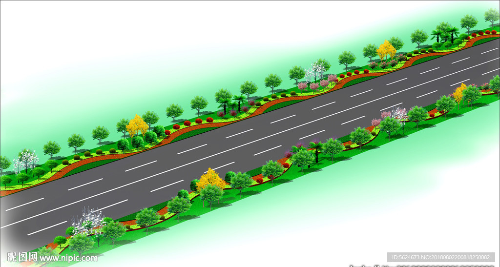道路绿化效果图