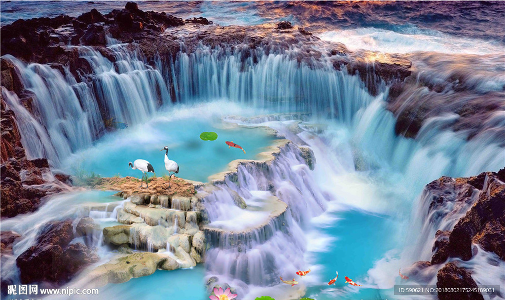 流水生财地板画