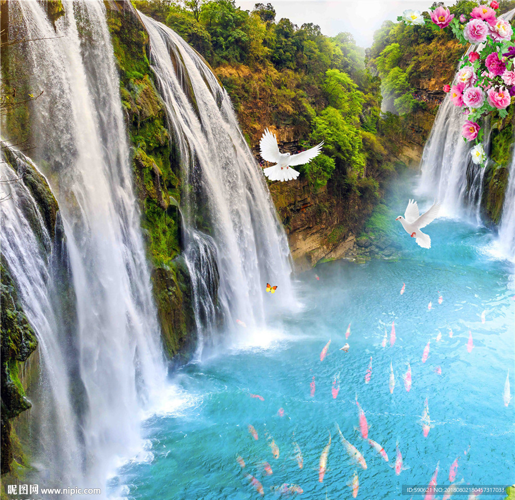 3D流水生财地板画