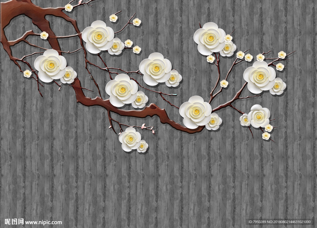 新中式浮雕 花鸟背景墙