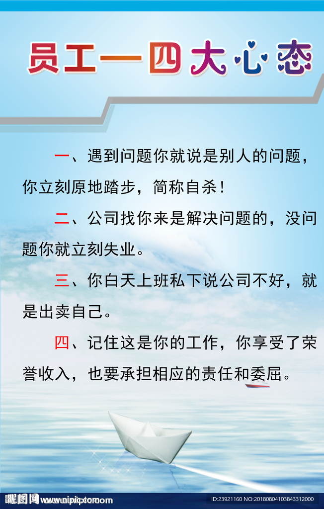 员工四大心态海报