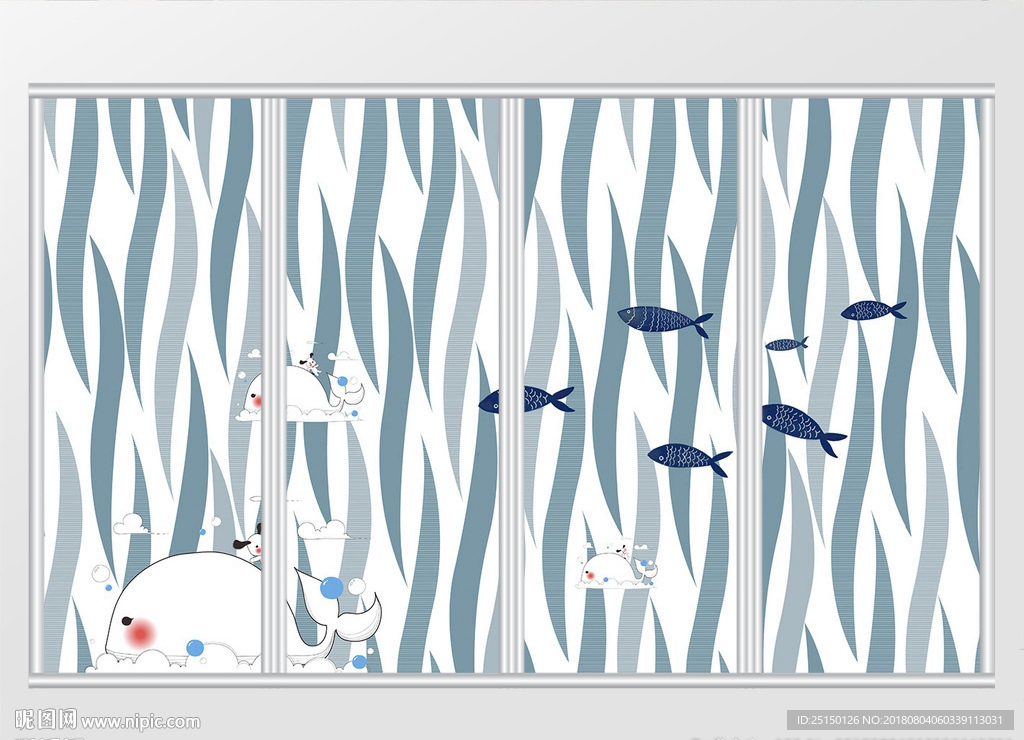 可爱卡通清新移门