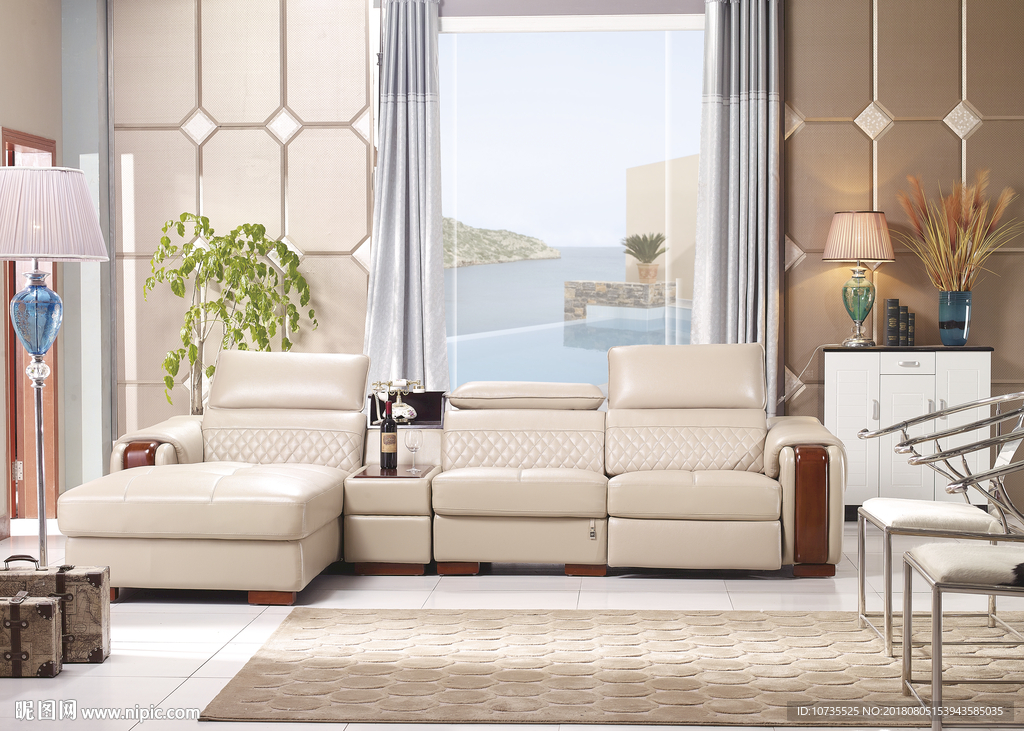 休闲皮沙发背景