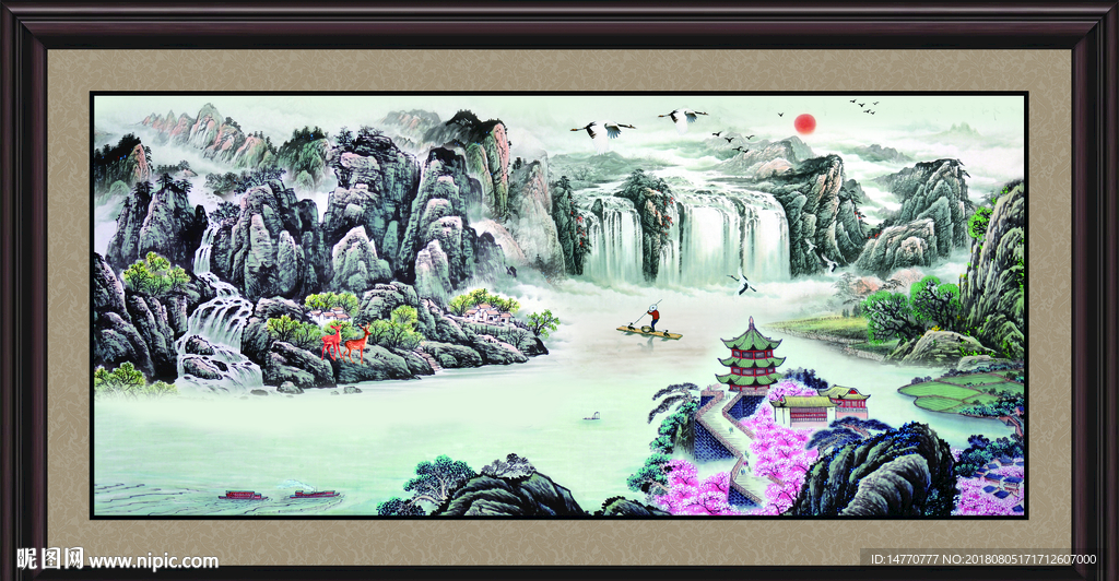 山水国画 聚宝盆国画