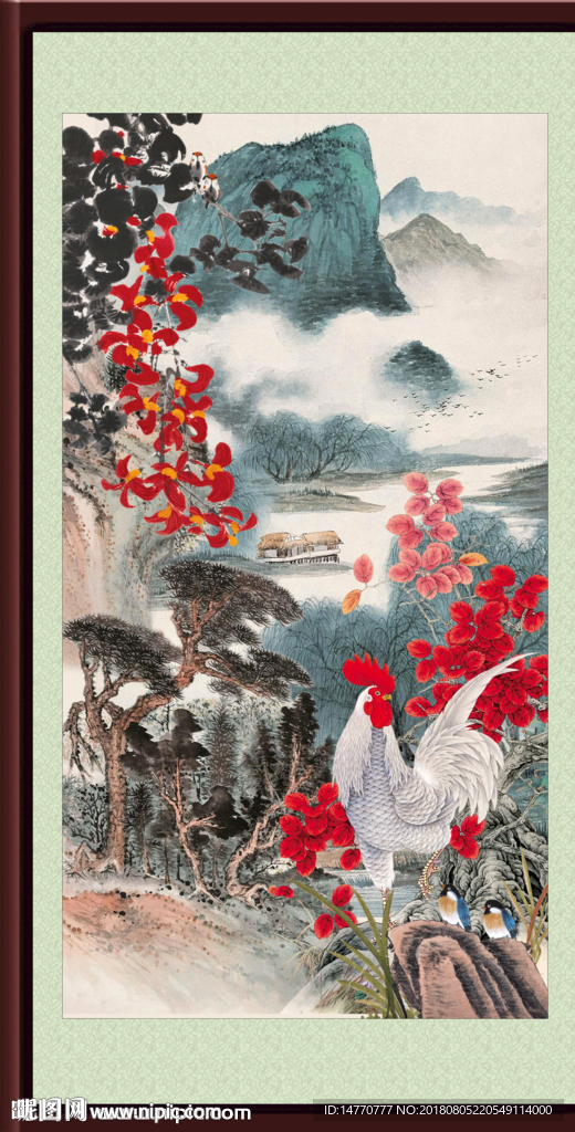 国画工笔 红叶