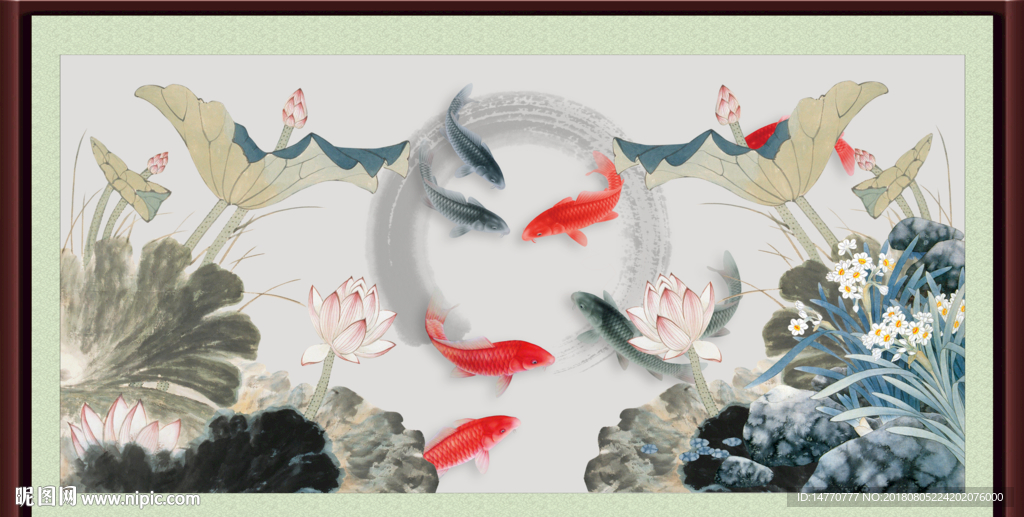 荷花鲤鱼图