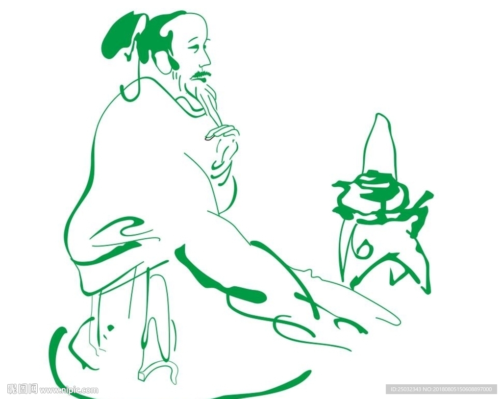 陆羽 矢量 插画 茶仙 茶圣