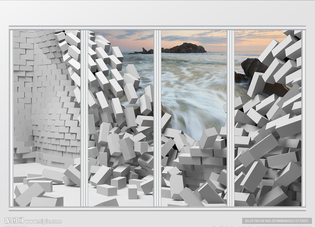 现代简约3D破洞墙移门