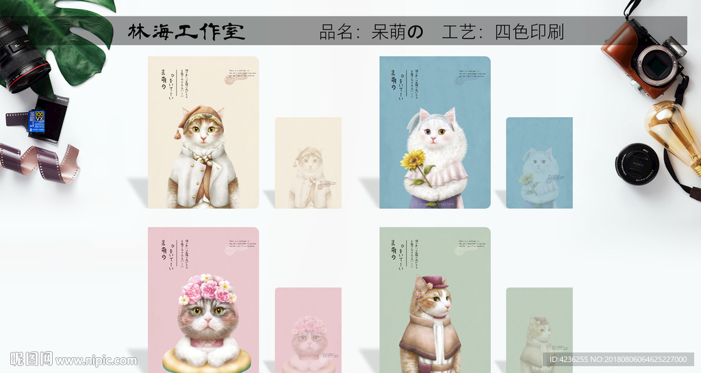 日记本册封面-呆萌的猫手绘封面