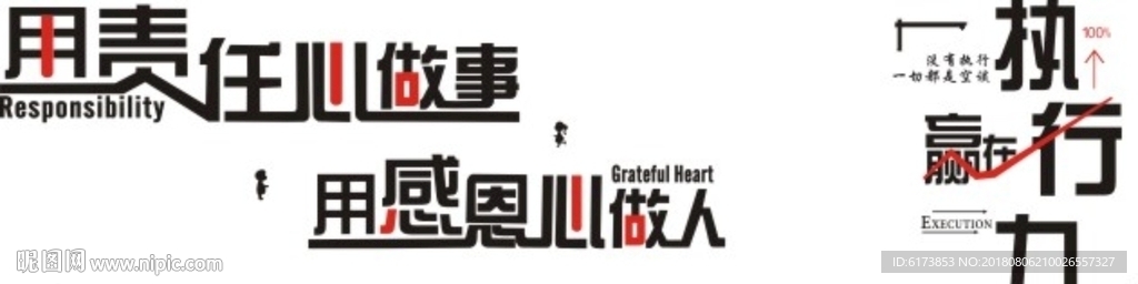用责任心 执行力 刻字 失量图