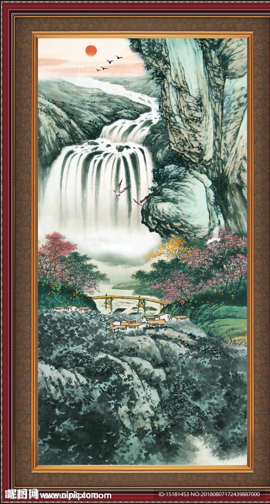 竖幅国画山水
