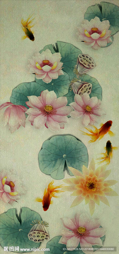 玄关荷花装饰画