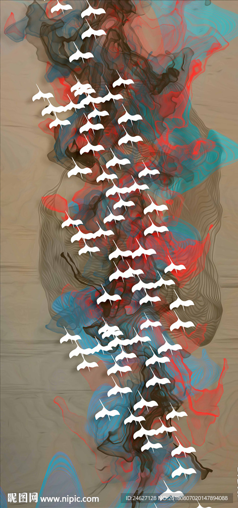 新中式抽象飞鸟