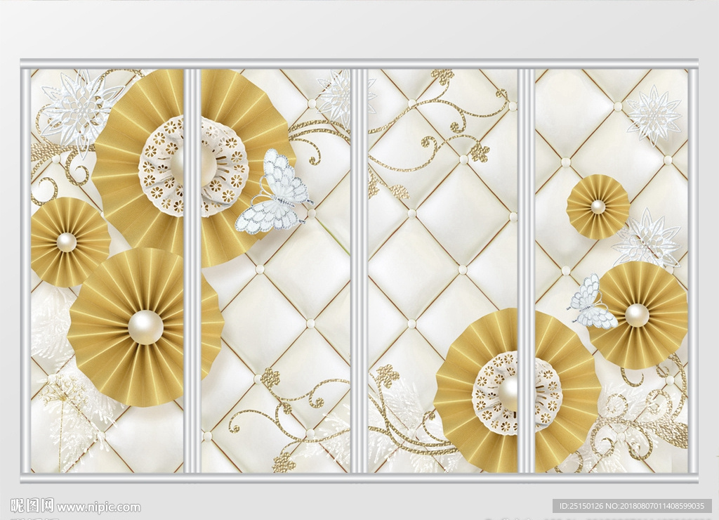 现代金色花朵移门