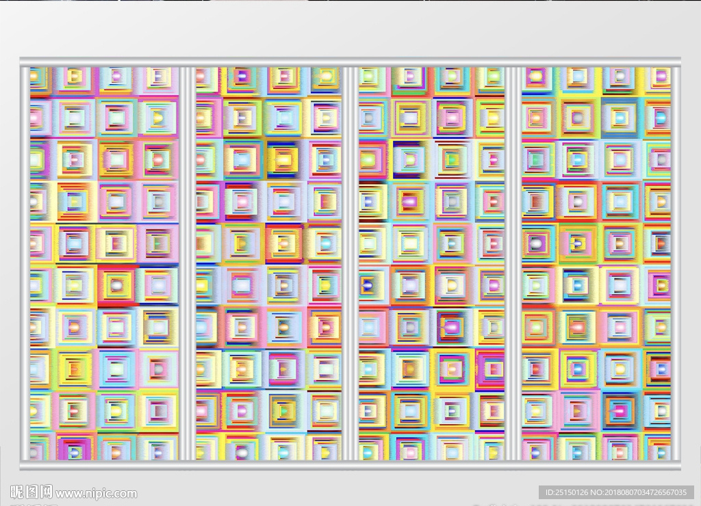 3D炫彩色块移门